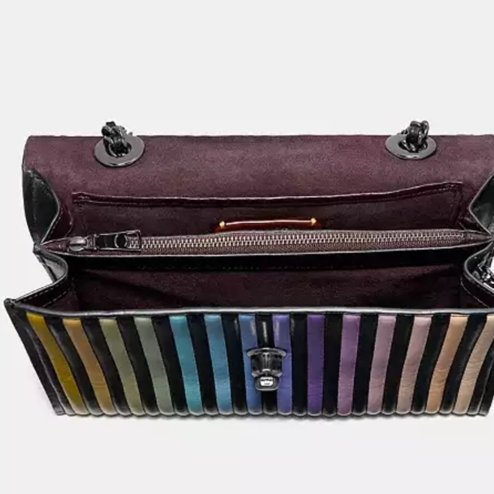 🌈🔹️COACH🔹️ Parker Ombrè Quilted Striped Multicolor Women's Bag + Wallet Set - Picture 15 of 17